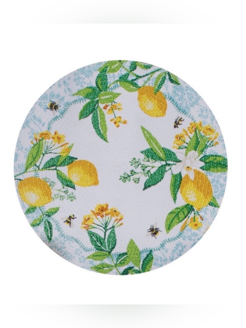 New Kay Dee Designs Bee Zesty Braided Large Round Placemat Lemons